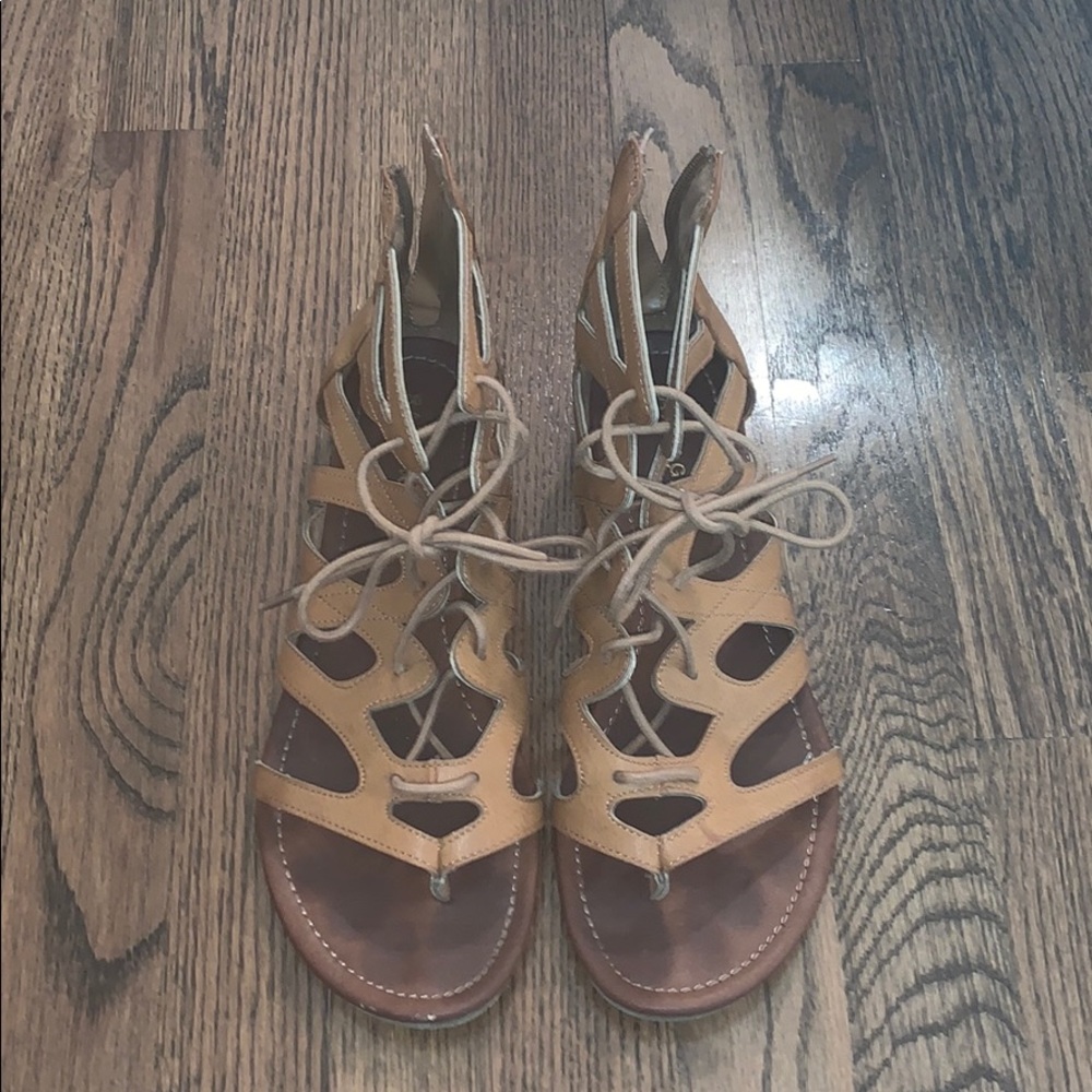 Lace Up Tan Sandals